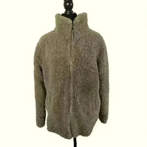 32 Degrees Taupe Teddy Jacket - Full Zip Plush Coat